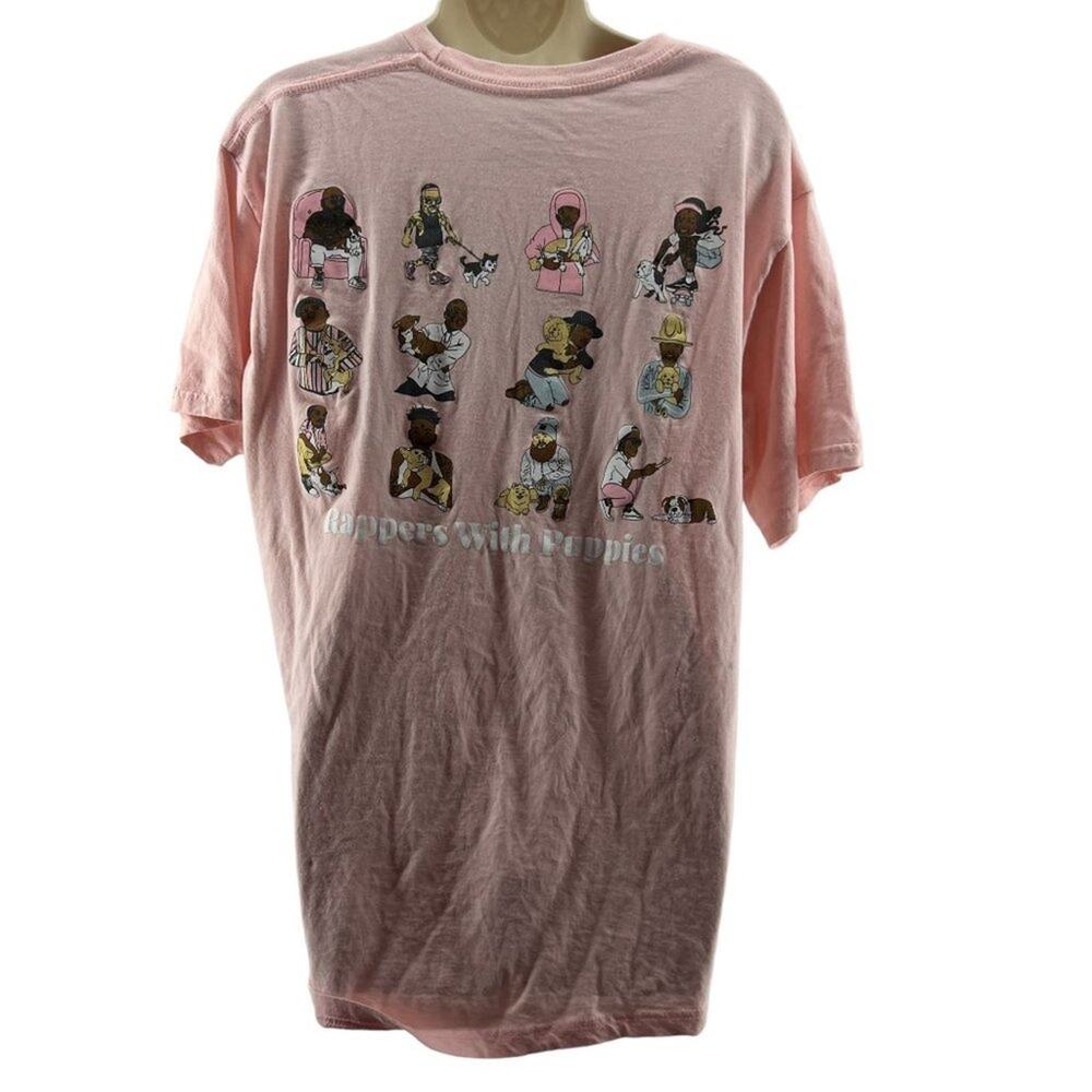 Dog Limited Rappers With Puppies Rare Hip Hop Pink Tee Shirt Unisex Adults Xlarg